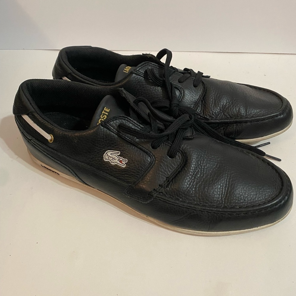 Lacoste Men's Black Leather Shoes Size 12